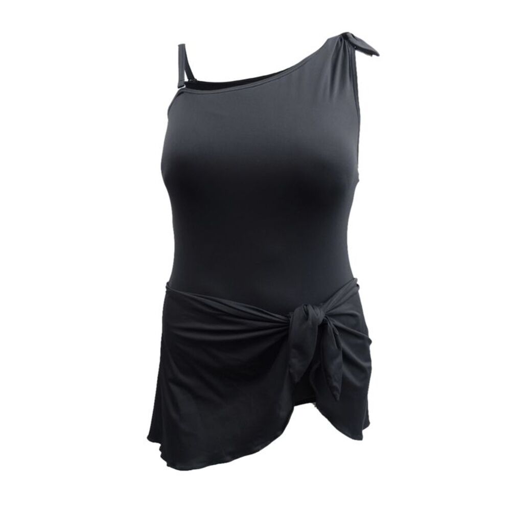 Contours by Coco Reef Women's Sarong One-piece Swimsuit (12/36D, Black)